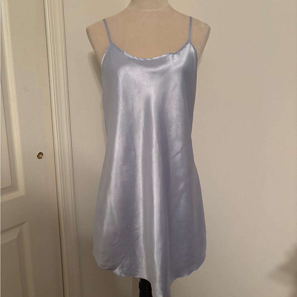 Basic Editions Light Blue Satin Chemise
